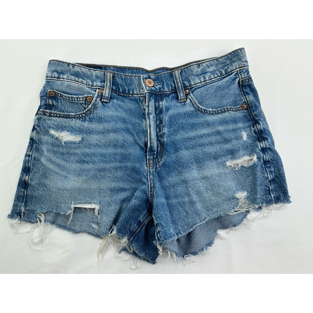 American‎ Eagle 90s Boyfriend Short Distressed Denim Blue Size 4 Medium Wash Y2K